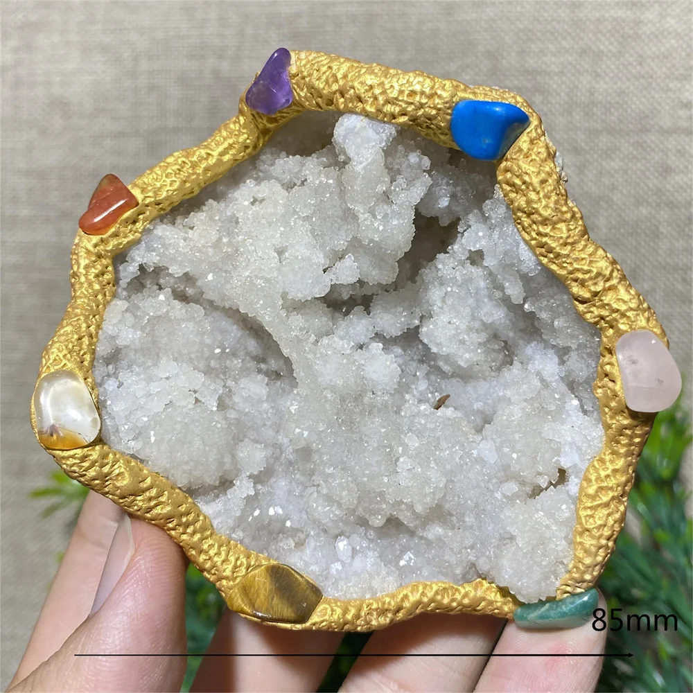 Natural Druzy Chakela Geode Beauty Specimen Free Form Mineral Gemstone Glisten Meditation  Reiki Healing Home Decoration