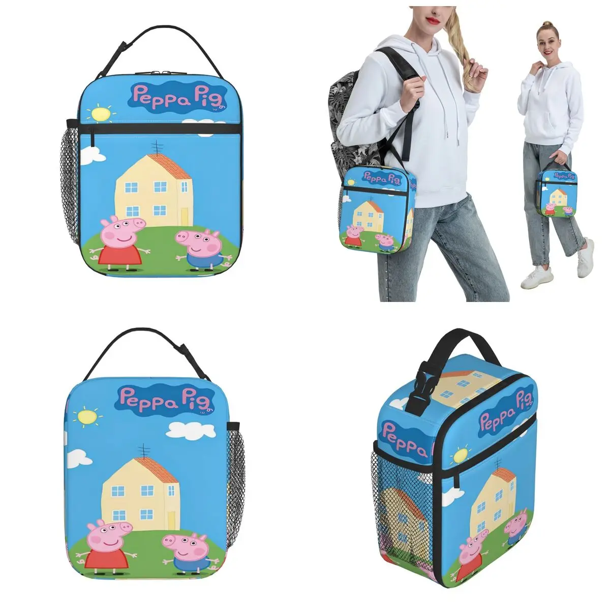 Peppa Pig Family Product geïsoleerde lunchtas voor picknickvoedseldoos Lekvrije thermische koeler lunchboxen