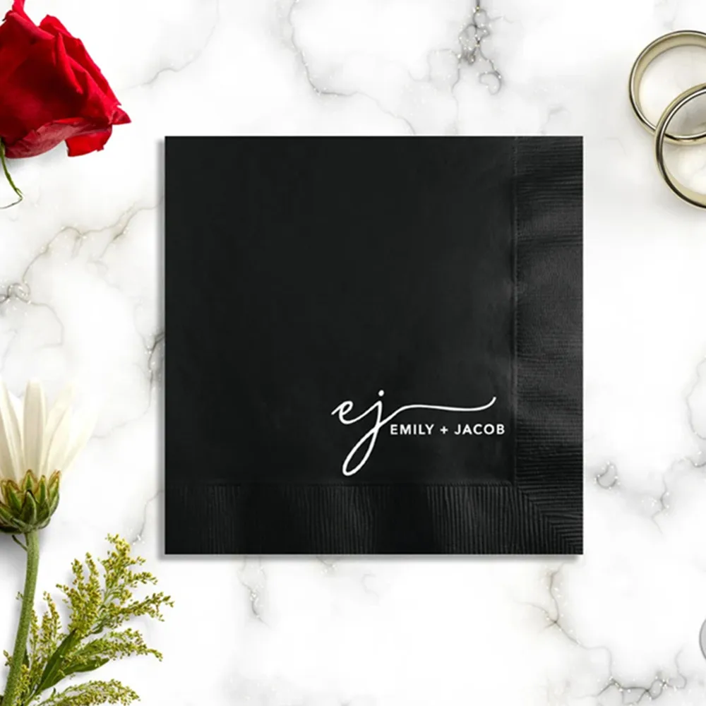 

50PCS Chic Elegance: Custom Printed Wedding Cocktail Napkins - Elevate Your Soirées with Sophisticated and Minimalistic Designs