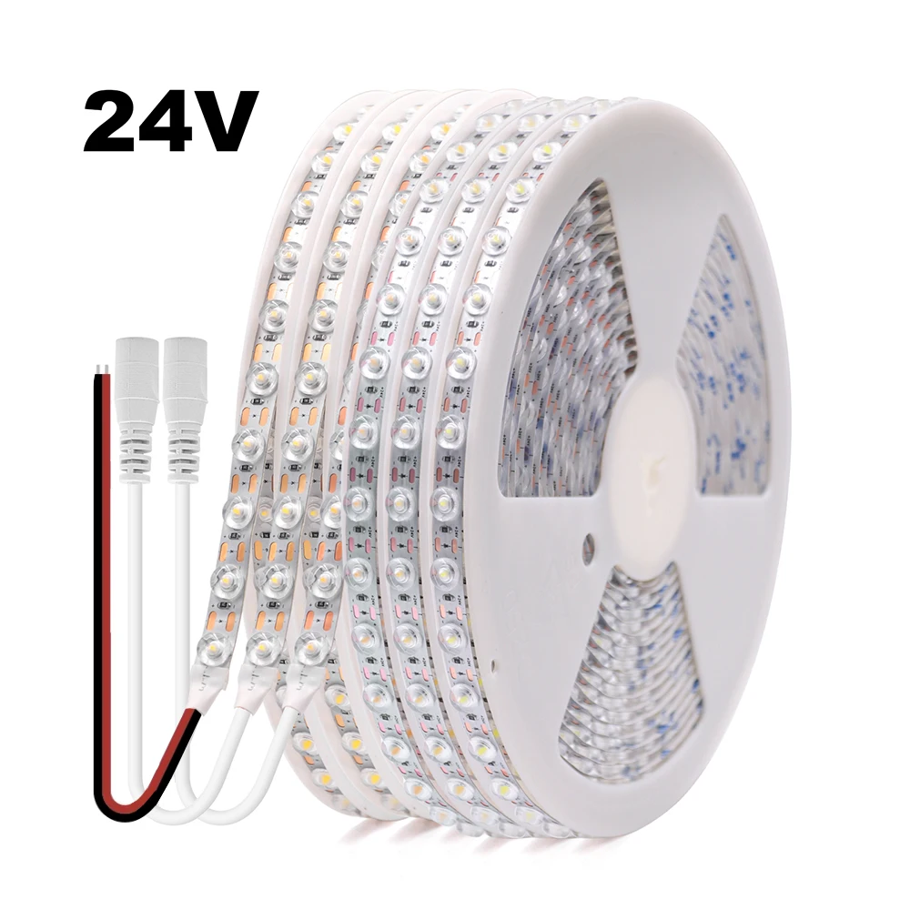 New 2835 LED Strip Light with Lens 48LEDs/m 24V Adehesive Tape Home Lighting Mirror Lamp Decoration White 0.5m 1m 2m 3m 4m 5m