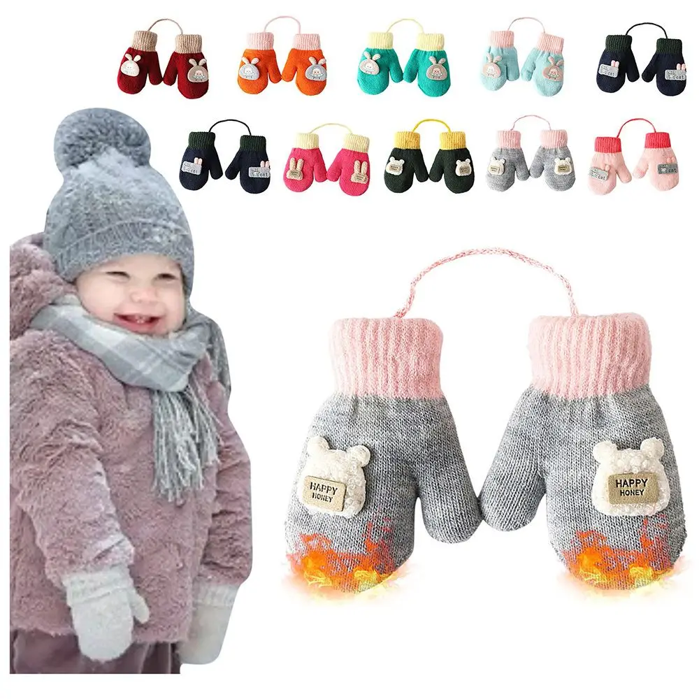 

Outdoor Winter Toddler Children Infant Girls Rabbit Knitted Gloves Cartoon Gloves Warm Mittens Baby Mittens