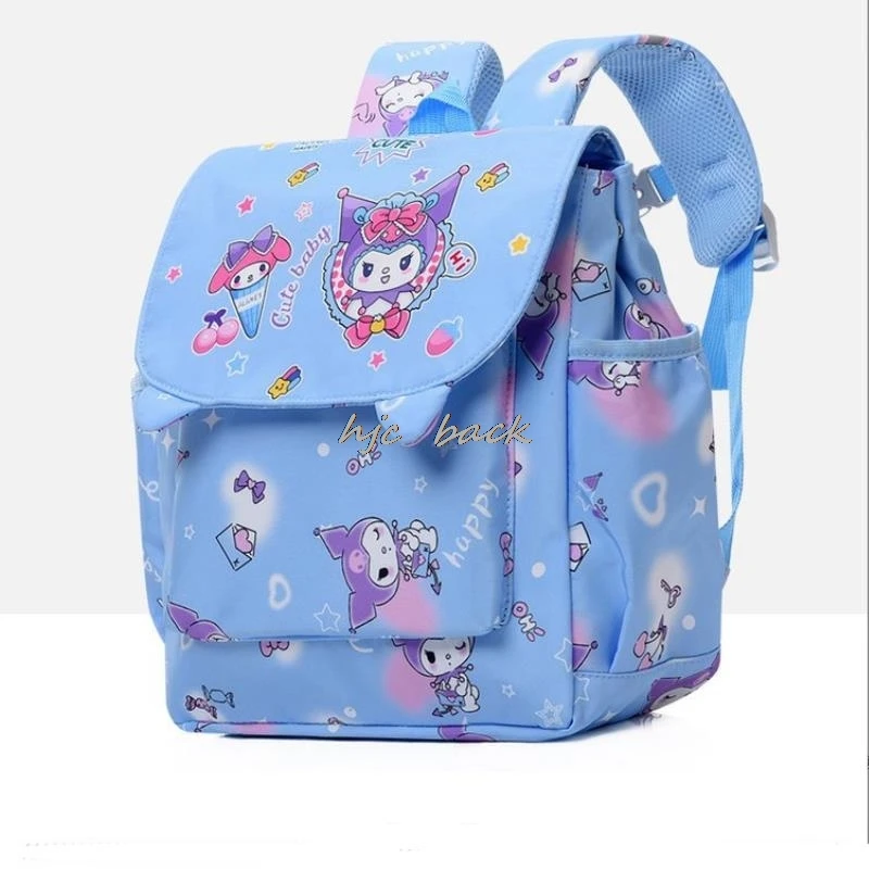 Adorável Kuromi Melody Bag para crianças, mochila casual para meninas, bonito dos desenhos animados, mochila escolar ajustável, estudante do jardim de infância