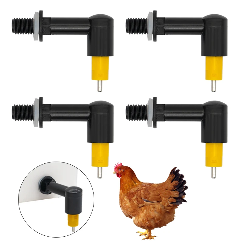 4pcs Automatic Spring Type Chicken Waterer Nipples Drinker Rabbit Drinking Nipples Poultry Water Nipples for Chicken Quail Duck