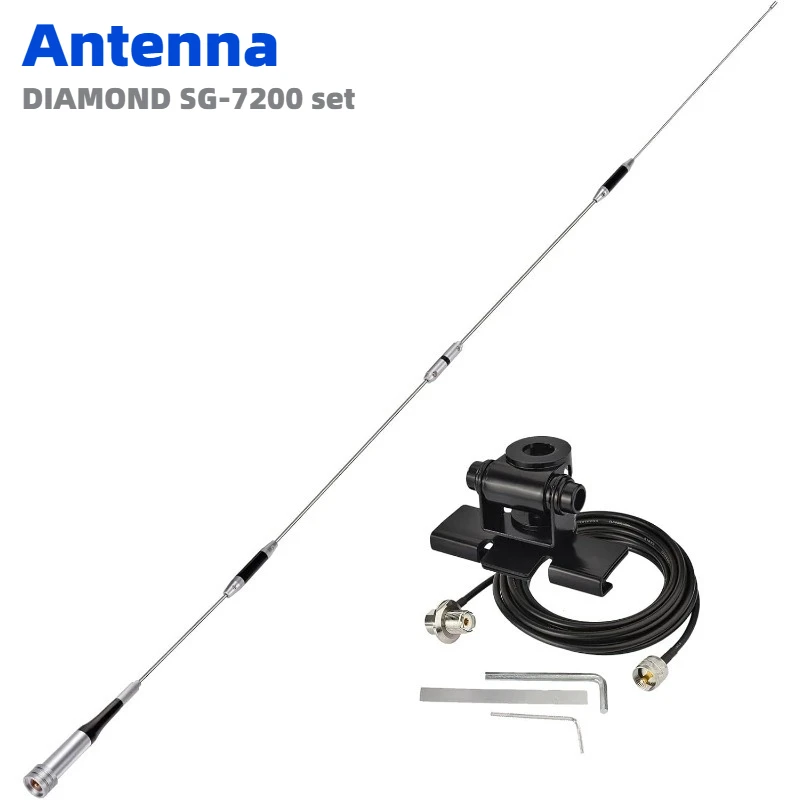 DIAMOND SG-7200 High Gain Mobile Ham Radio Antenna VHF UHF Dual Band Lip Mount Anti-Rust Antennas PL259 Male 16.5Ft RG58 Cable