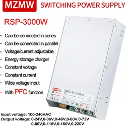 MZMW PFC Switching Power Supply 3000W CC/CV 0-24V 36V 48V 60V 72V 80V 110V 220V 100-240VAC AC TO DC Adjustable Transformer SMPS