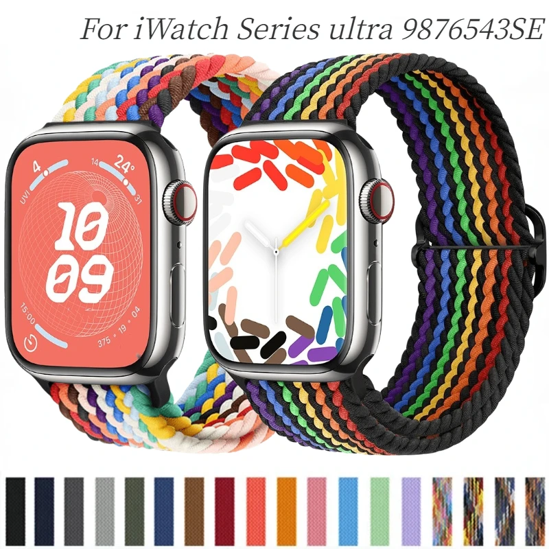 

Nylon braided solo loop For Apple watch band 45mm 44mm 40mm Adjustable Elastic Strap iWatch Series Ultra 8 7 6 5 4 SE 42mm 38mm