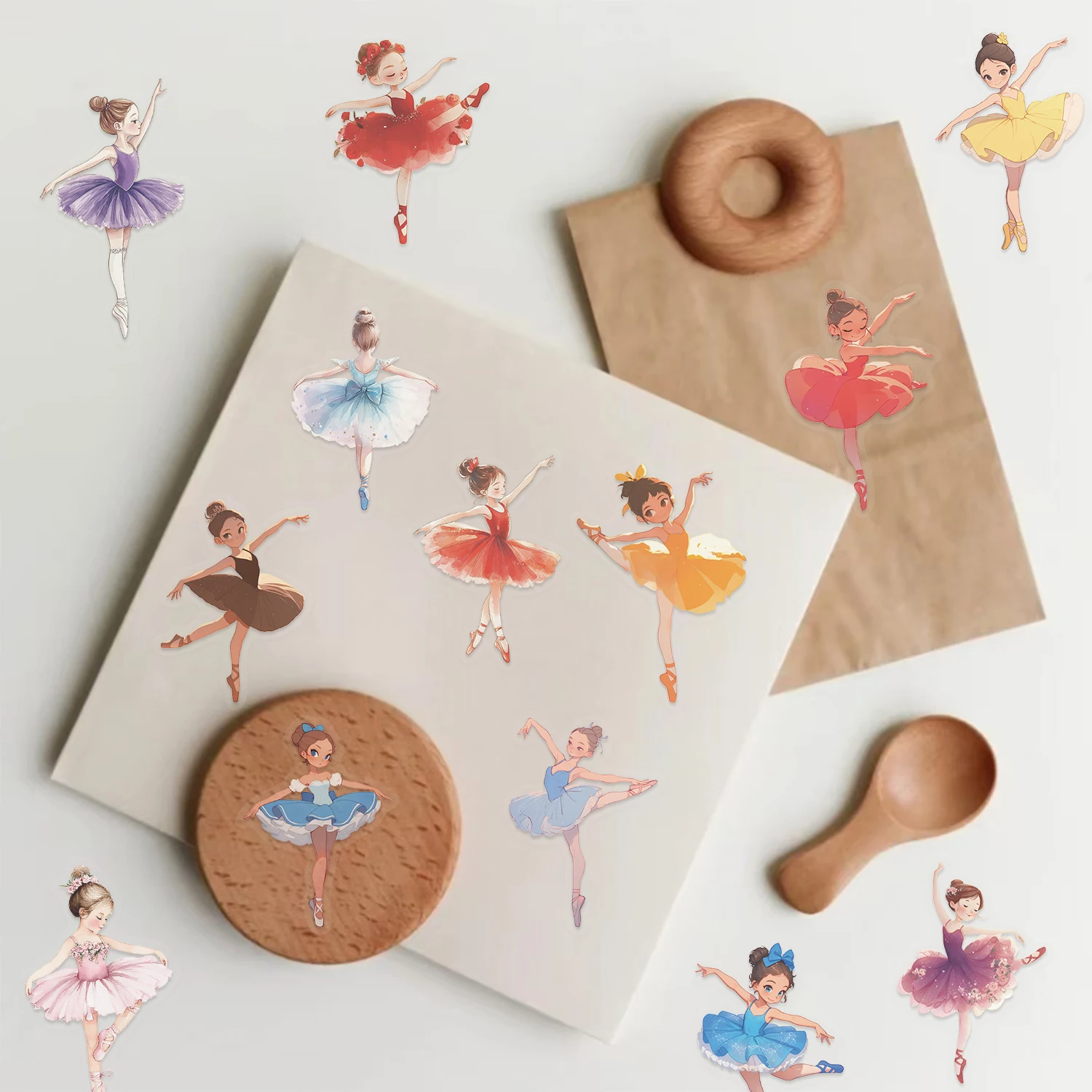 50 adesivi per balletto ragazza, adesivi trasparenti per la creazione di cartoline, buste per scrapbooking, regali avvolti, arti e mestieri