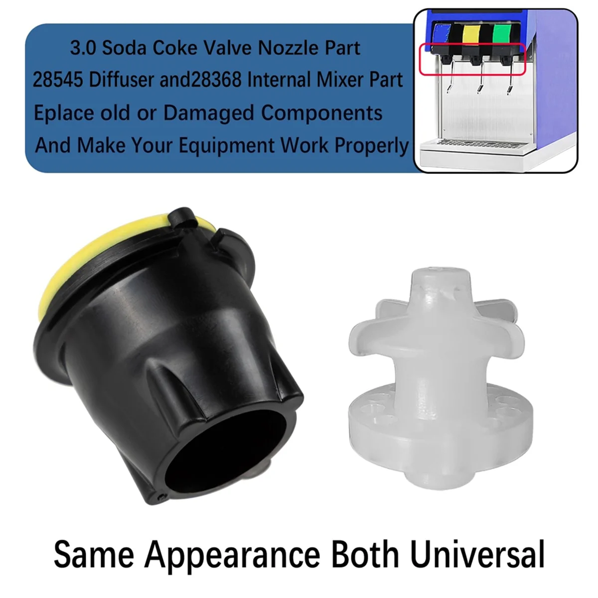 LEV 3.0 Soda Valve Nozzle 28545 Diffuser 28368 Internal Mixer Part,for Cola Machine Inner Outer Valves Replacement 1set