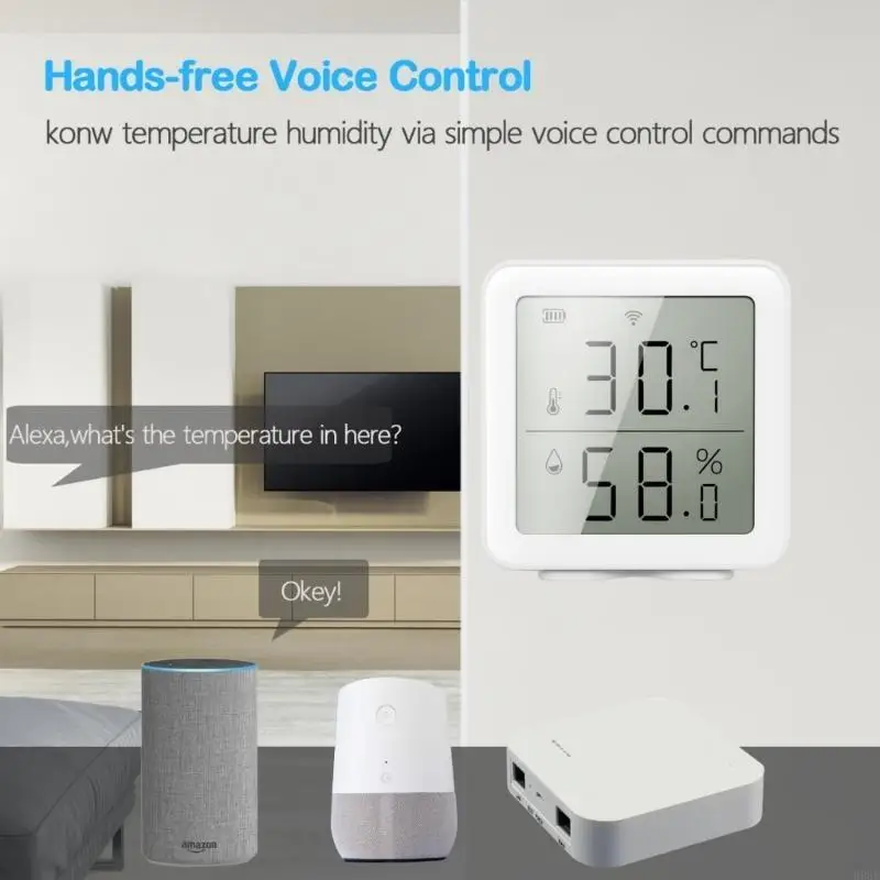 مقاييس حرارة WiFi Hygromometer مقياس الرطوبة في درجة الحرارة الداخلية بسيطة لتشغيل الترقيات للمنازل والبيوتات الدفيئة