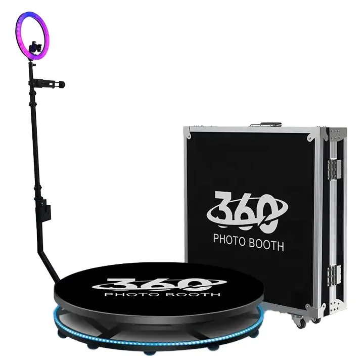 360-Degree Photography Booth Rotating Camera Wedding Event Video Booth with Suitcase Metal 360 Photography Booth