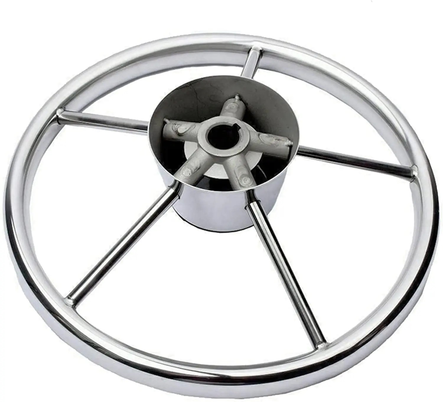 Boat Stainless Steel Steering Wheel Mirror Polished 11 /13.5 /15.5 Inch 5 Spoke Destroyer For Yacht Marine Accessories