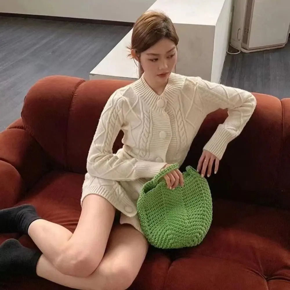 

Модные вязаные крючком сумки в стиле ретро, большая вместительная хлопковая вязаная сумка для покупок, мягкая дорожная пляжная сумка в корейском стиле, уличная