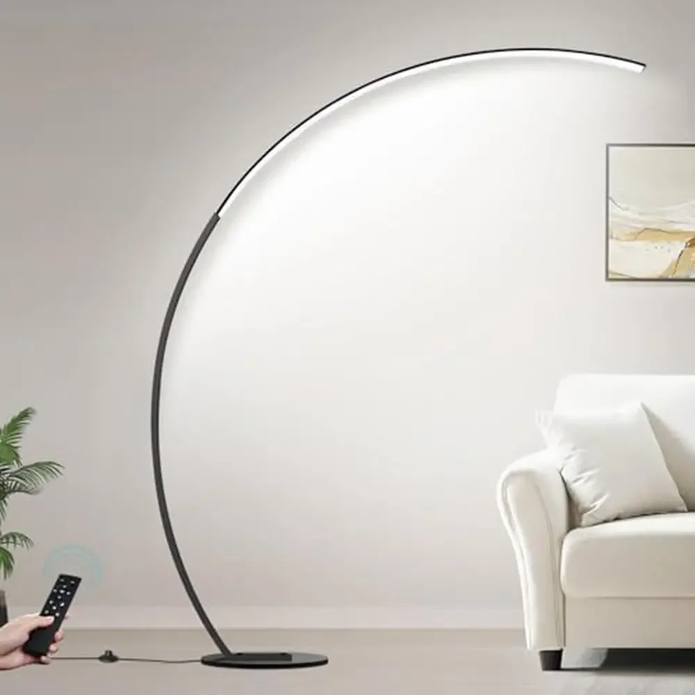 Modern LED Arc Floor Lamp 2000LM Dimmable Remote Control Standing Light Metal Base 36-Month