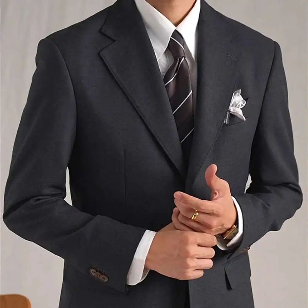 British Style Men woolblend Blazer Hombre Single Breasted Casual Suit Jacket Wedding Business Dress Coat Social Banquet Costume