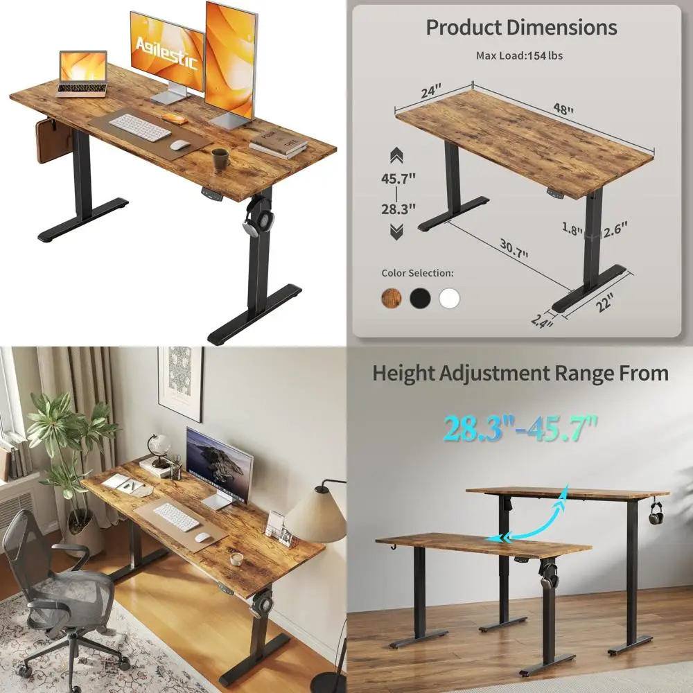 

Height-Adjustable Electric Desk, 48 x 24 Sit-Stand Desk for Office and Home, Ergonomic Desk Converter