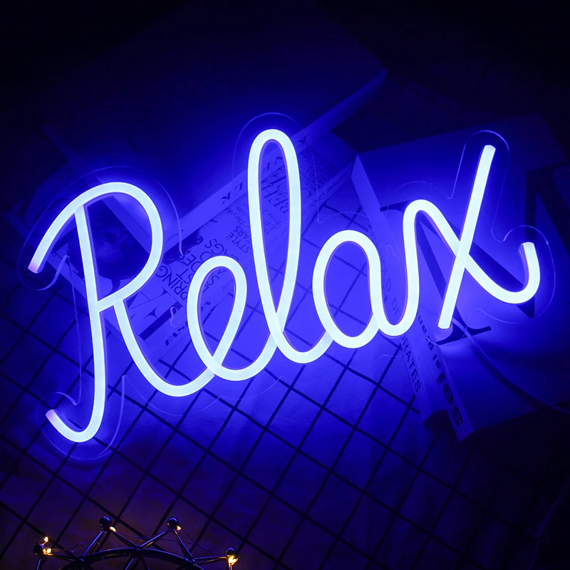 Relax Neon Letter Sign LED Lights Hanging Wall Art Lamp Nice Room Decor For Studio Party Bar Club Łatwy design Dekoracja Prezent