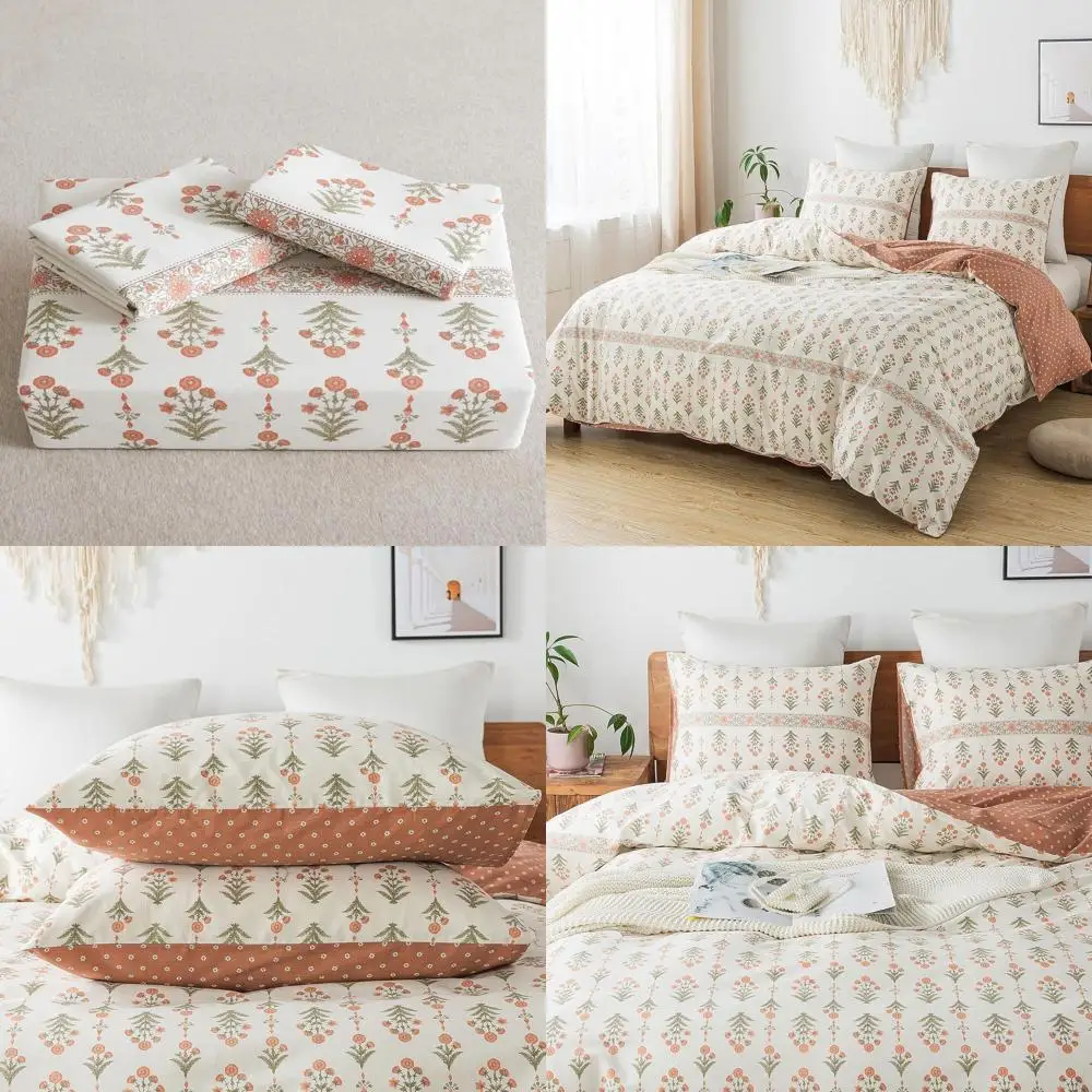 

Комплект пододеяльников Queen — дышащий пододеяльник из 100% хлопка с цветочным принтом, 3 предмета, с застежкой-молнией и угловыми завязками, Swee
