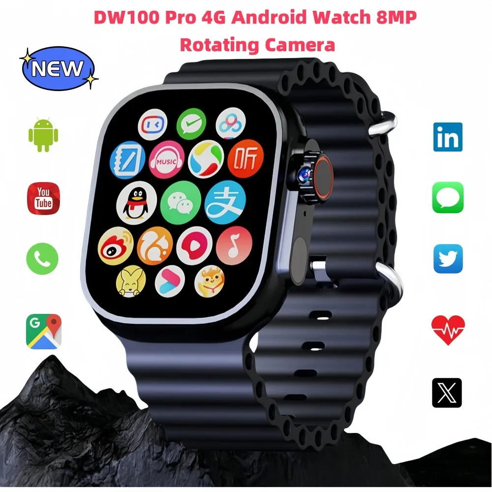 

DW100 Pro smartwatch8MP rotating camera2.29-inch Amoled screen GPS WIFI with fingerprint unlock touch functionSports Watch