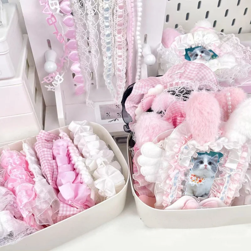 شرائط الدانتيل الوردي DIY ديكور المنزل الدانتيل المواد اليدوية غطاء البطاقة Dceor لطيف الحلو منقوشة شرائط الدانتيل DIY بها بنفسك الخياطة الملحقات