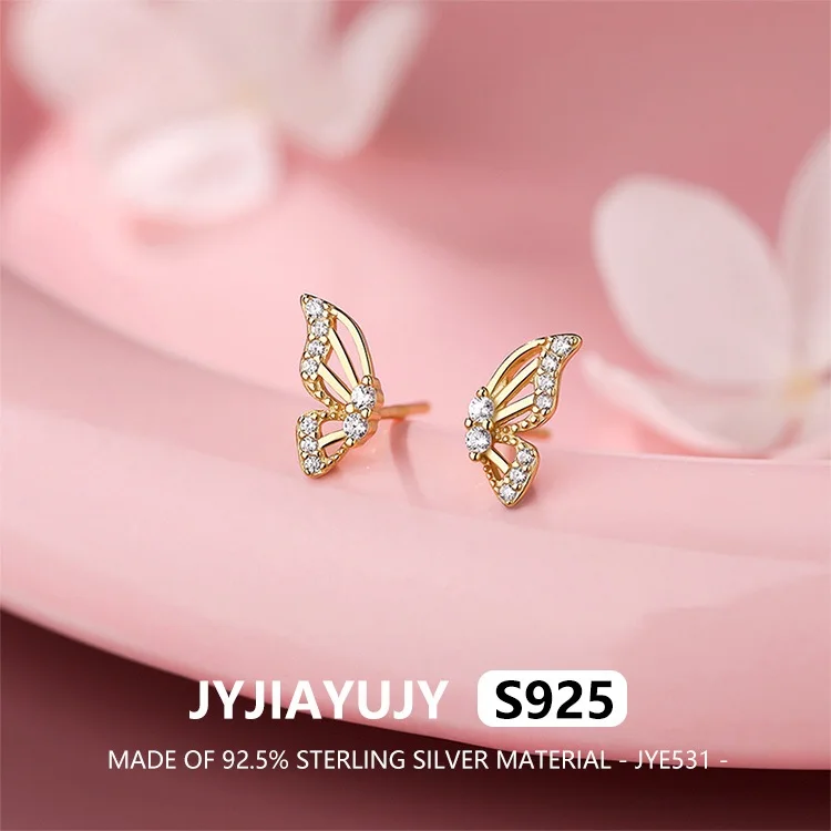 

JYJIAYUJY 100% цельно оригинальные серьги-гвоздики из стерлингового серебра S925, выдолбленные крылья бабочки, модные ювелирные изделия, подарок на каждый день JYE531