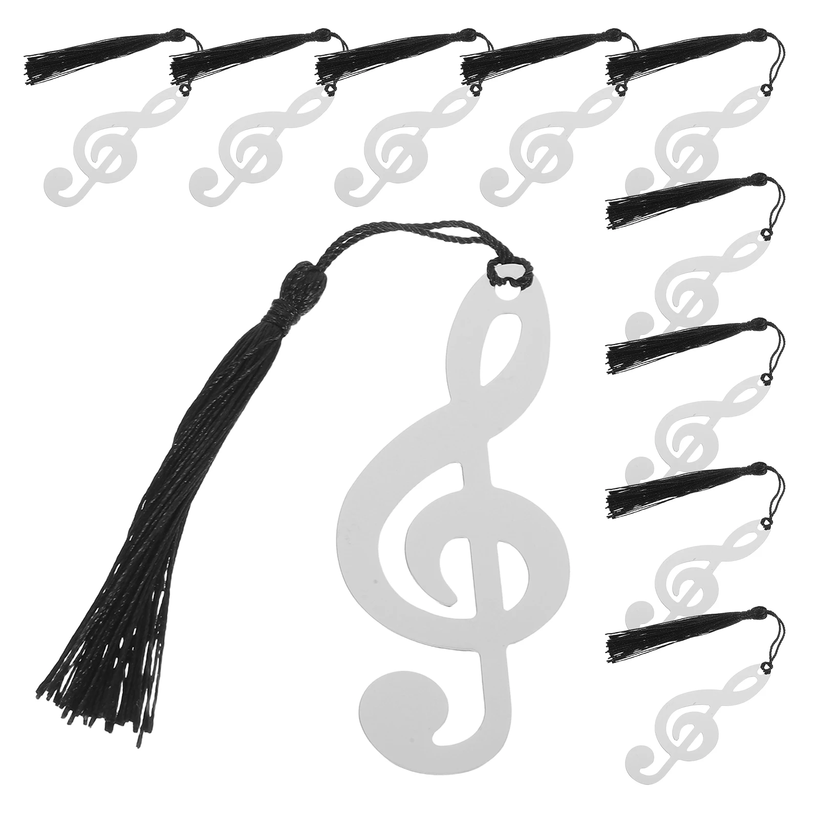 

10Pcs Metal Musical Note Bookmarks Stainless Steel Black Tassel Graduation Gifts Page Markers for Readers Teens