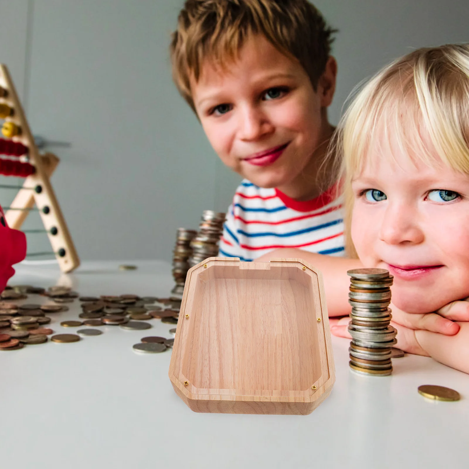 Tirelire en bois Transparent, Design numérique, pour enfants, pour filles et garçons, boîte d'économie d'argent incassable, décoration de bureau pour la maison