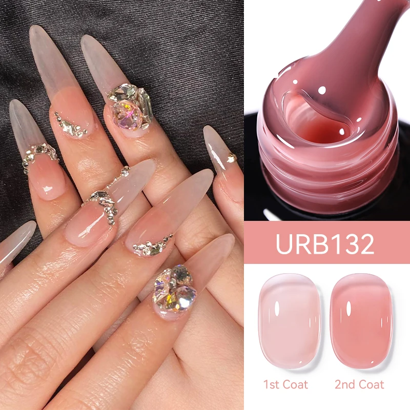 UR SUGAR 7ml 크리스탈 젤리 핑크 고무베이스 젤 누드 화이트 세미 퍼머넌트 UV 건설 젤 바니시 네일 아트 매니큐어 폴란드어