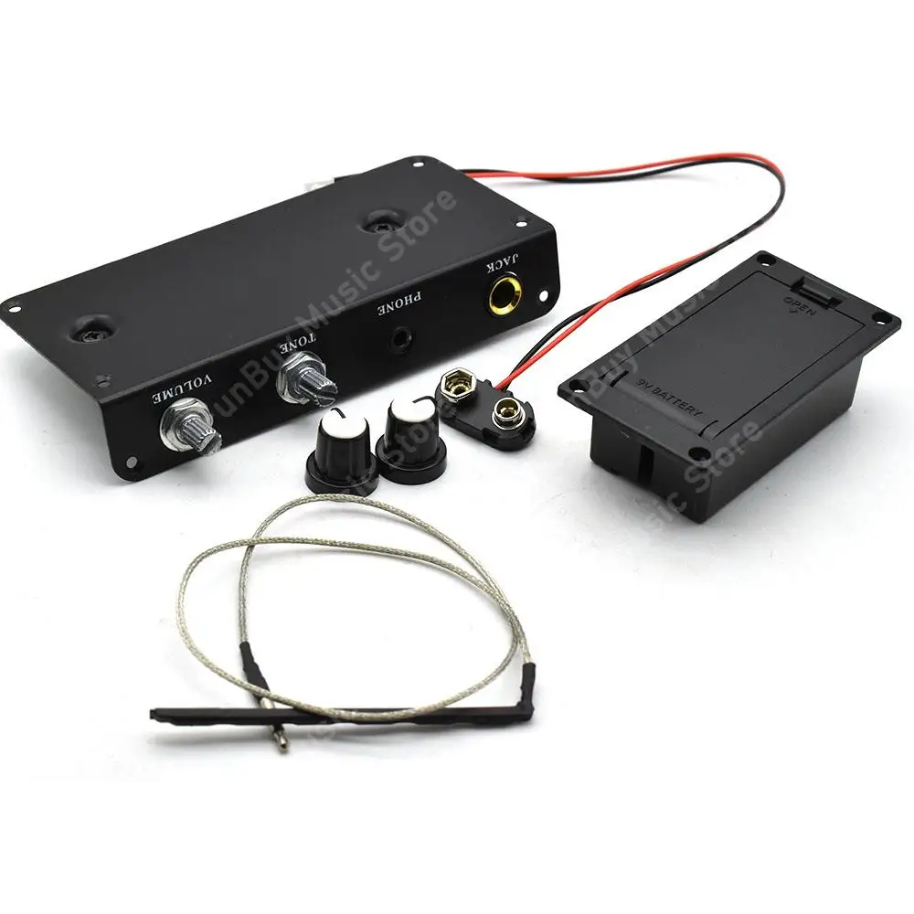 Active Mute Guitar Pickup with Battery Box Silent Guitar Replacement Parts with Tone Volume Control