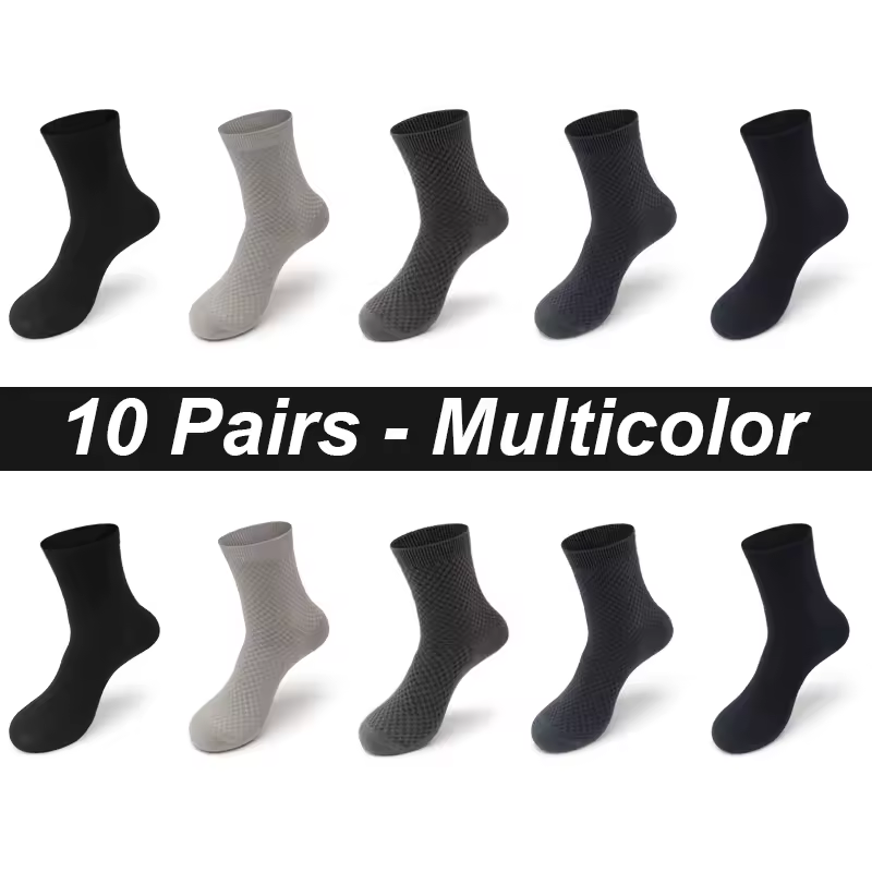 10Pairs/Lot Men's Bamboo Fiber Socks Long Black Business Soft Breathable New High Quality  Autumn for Male Socks Plus Size 39-48 - Image 19