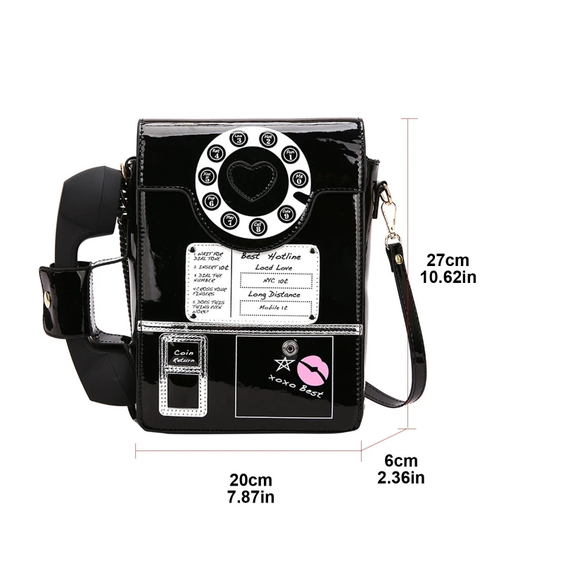 Women Telephone Shaped Handbag and Purses Retro Phone Top-Handle Shoulder Bags