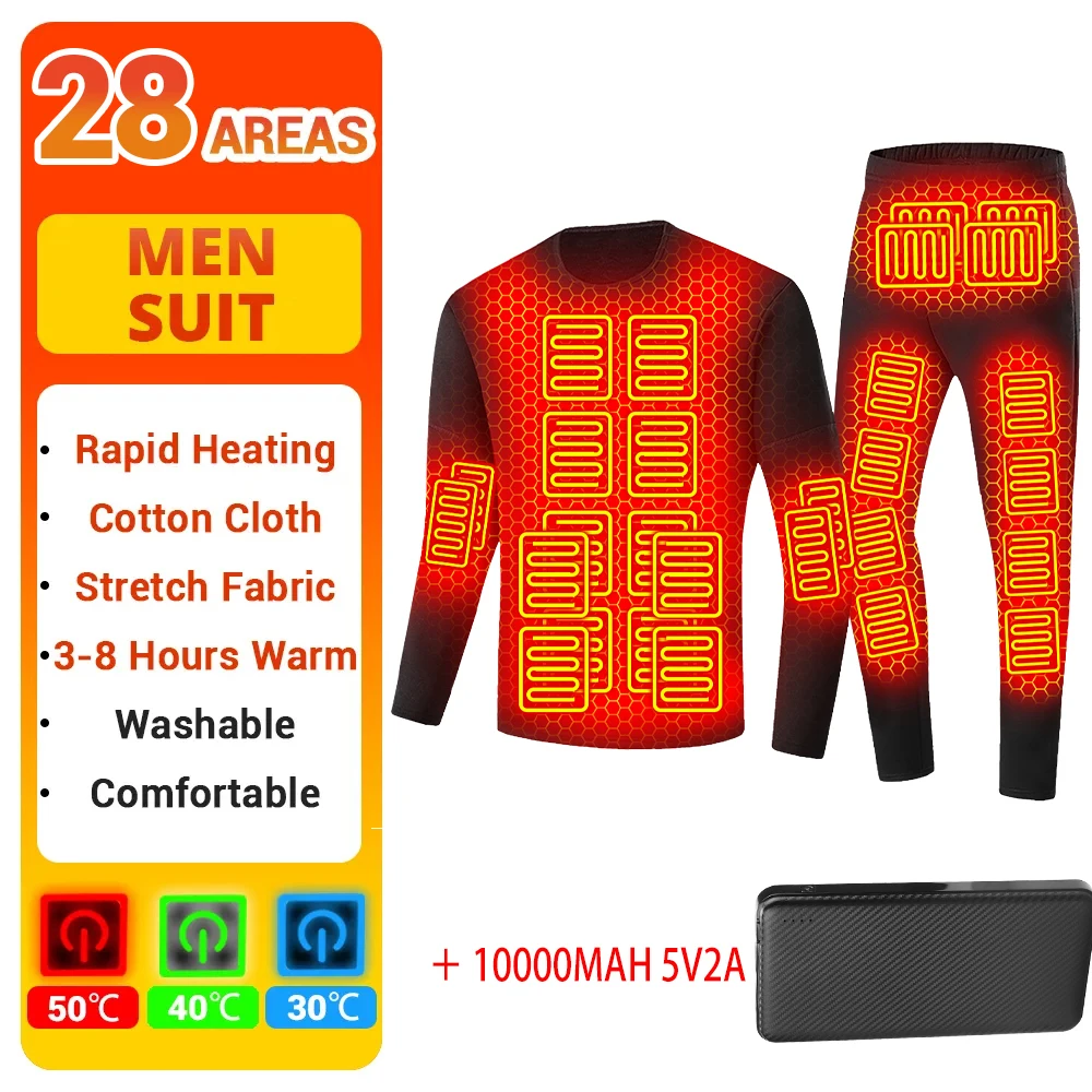 الشتاء ملابس اخلية حرارية 28 مناطق ساخنة الملابس الداخلية النساء الرجال سترة التدفئة الصوف الحرارية الشتاء التزلج الملابس الداخلية سترة التدفئة