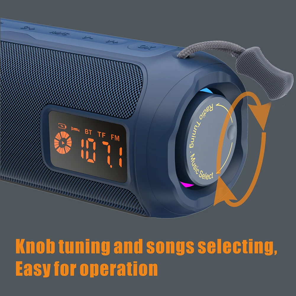 10W Bluetooth-Compatible Speaker with Card Insert AM FM Radio Wireless Speaker Tuning Knob for Home/Shower/Outdoor/Beach/Travel