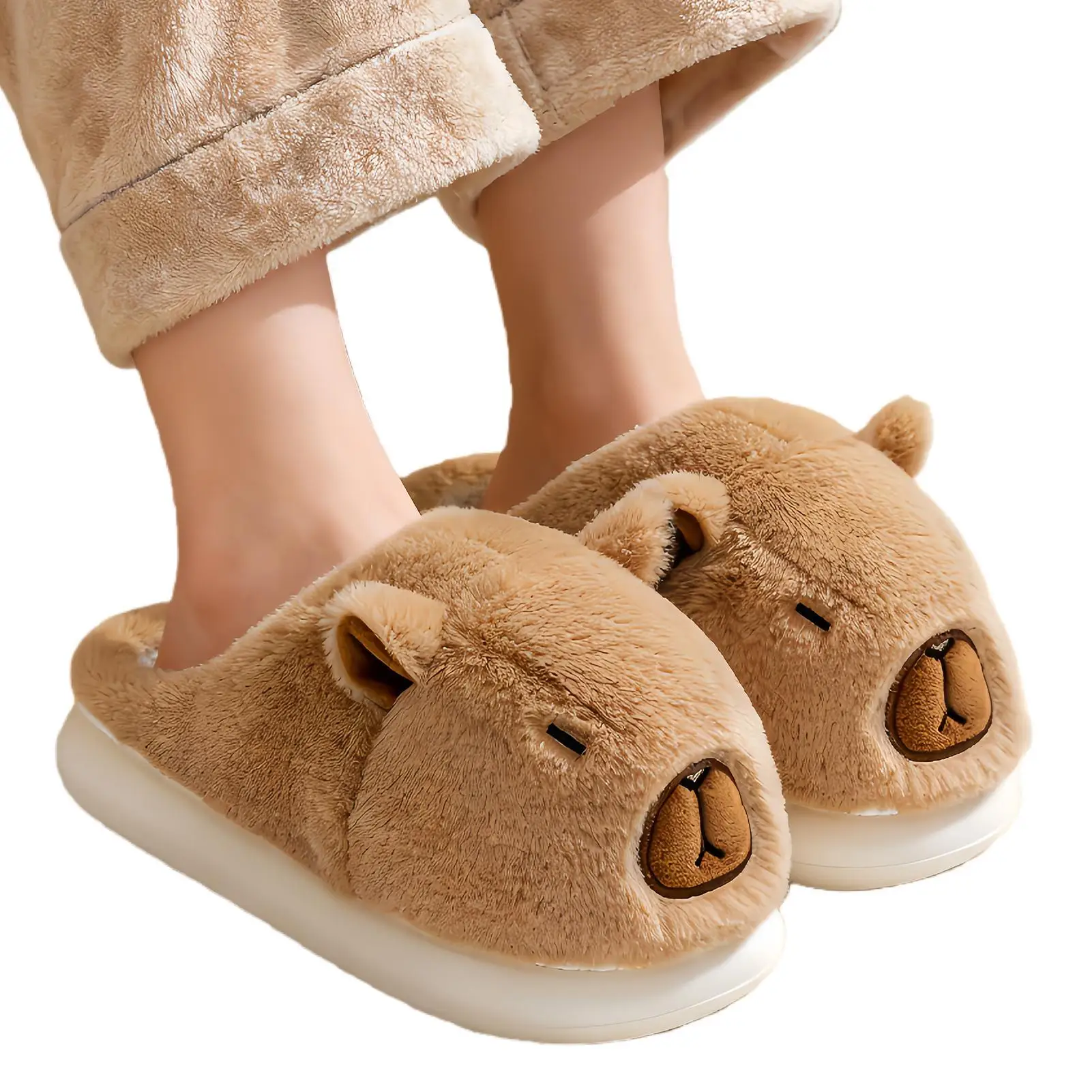 

Fun Slippers Cartoon Winter Indoor Shoes Capybara Plush House Slippers For Girls Teens Bedroom Living Room House Home