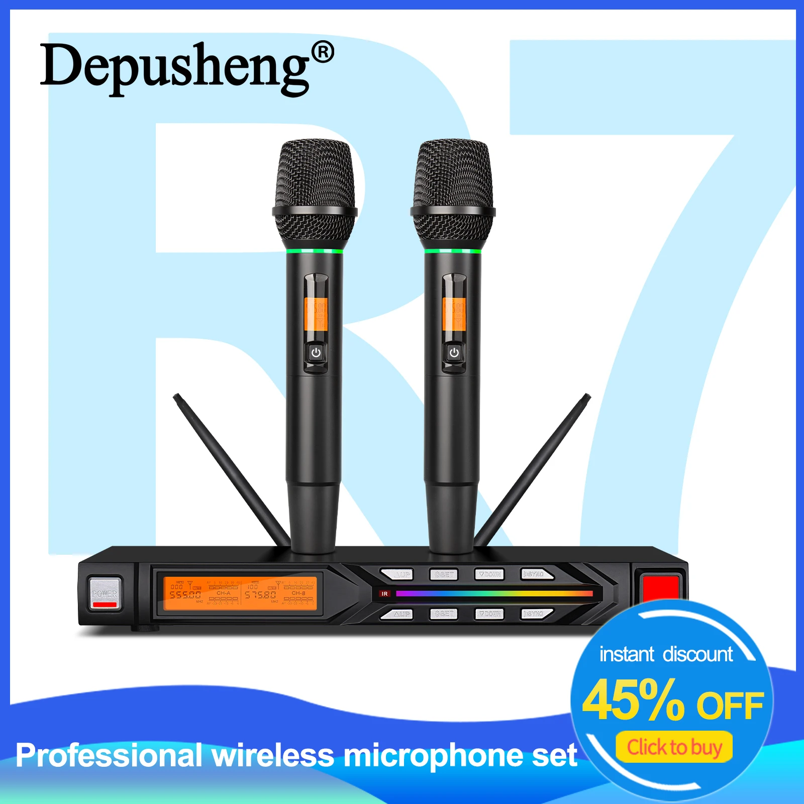 

Professional wireless microphone set DEPUSHENG R7 UHF professional stage performance equipment to eliminate noise