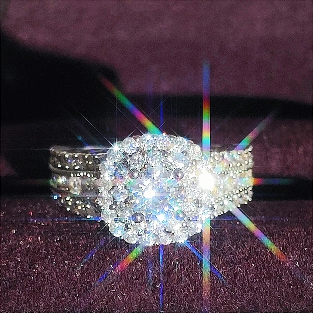 New Big Oval Sky Stone Women Bridal Band Rings Delicate Female Wedding Engage Party Elegant Present for Wife & Mother