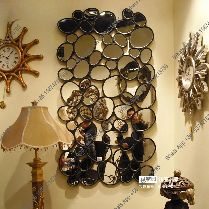 Modern mirror, decorative mirror, porch, bathroom mirror, European style, pebble shape
