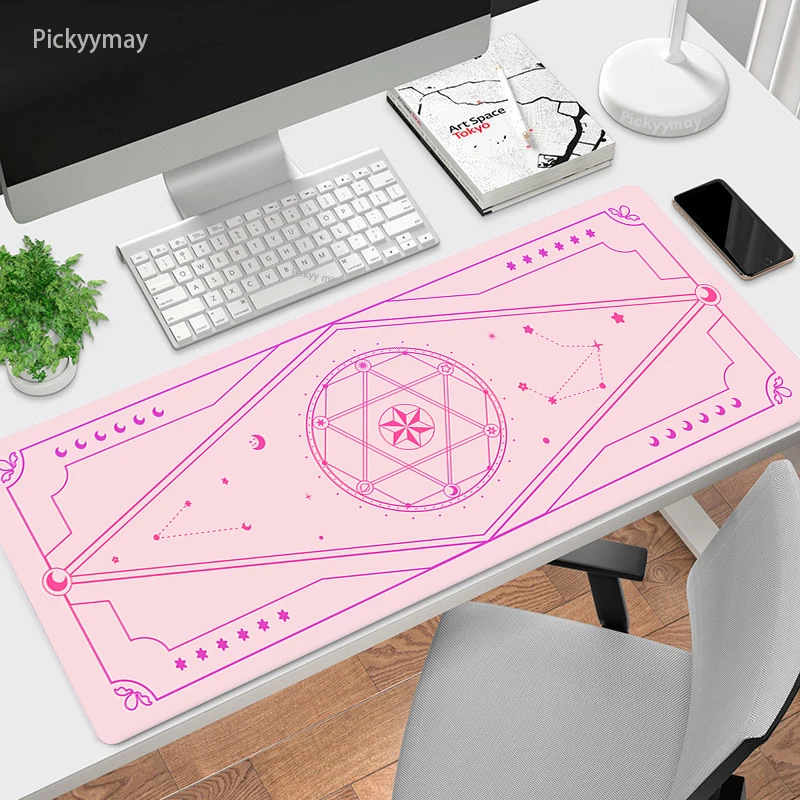 Rosa mousepad estrela lua teclado do computador do escritório kawaii tapetes de mesa portátil macio anti-deslizamento tapete de mesa do mouse acessórios de jogos