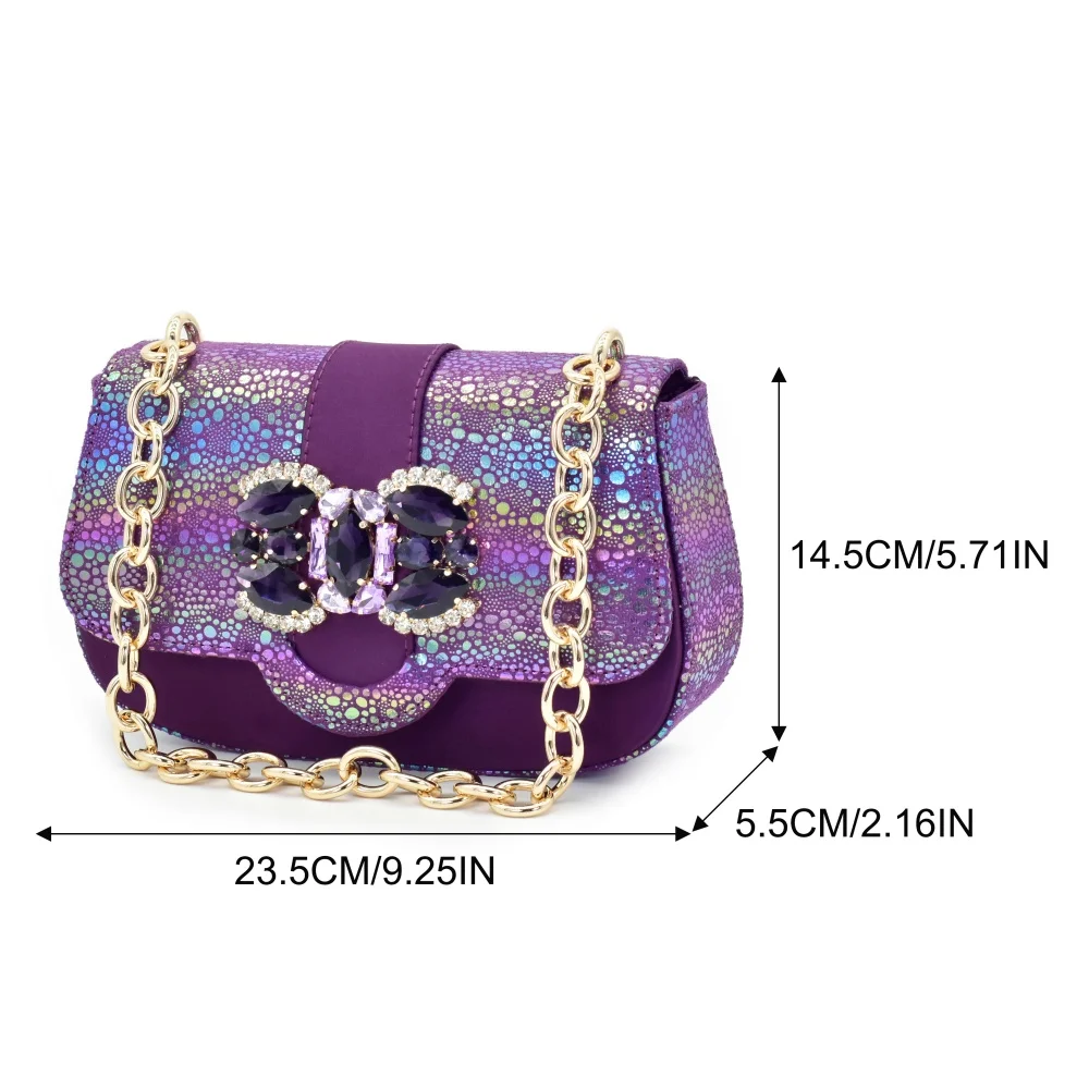 New Fashion Nigerian Banquet Shoes and Bag Set Rhinestone Ladies Matching Shoes and Bag High Heel for Weddings and Parties - Image 2