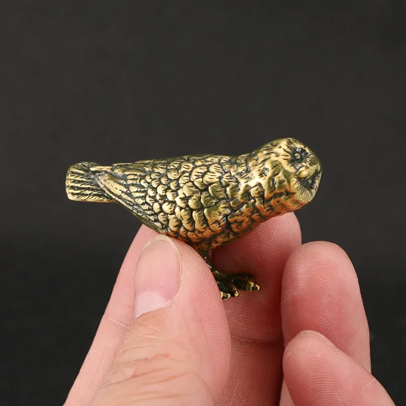 

Vintage Solid Brass Owl Miniatures Statue Desktop Ornament Tea Pet Decoration Crafts Accessories Animal Bird Figurines Decors