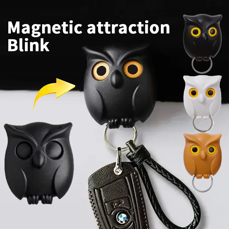 Crochets hibou magnétique clé crochet Auto clignotant mignon crochets sans poinçon crochets de rangement cuisine maison décoration murale crochets