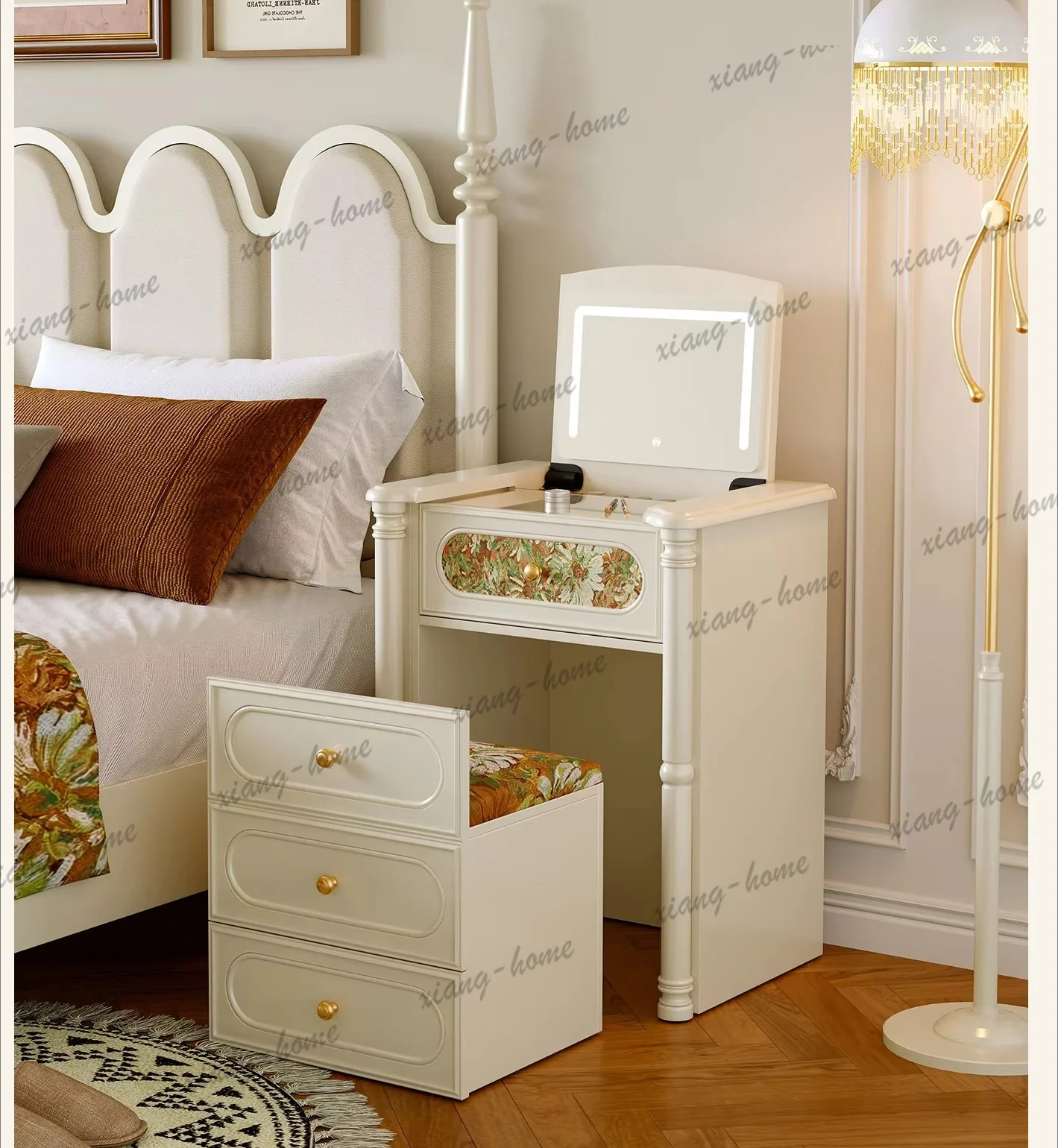 PG  French dresser, senior master bedroom, super good-looking, small flip cover,  bedside table, integrated storage cabinet