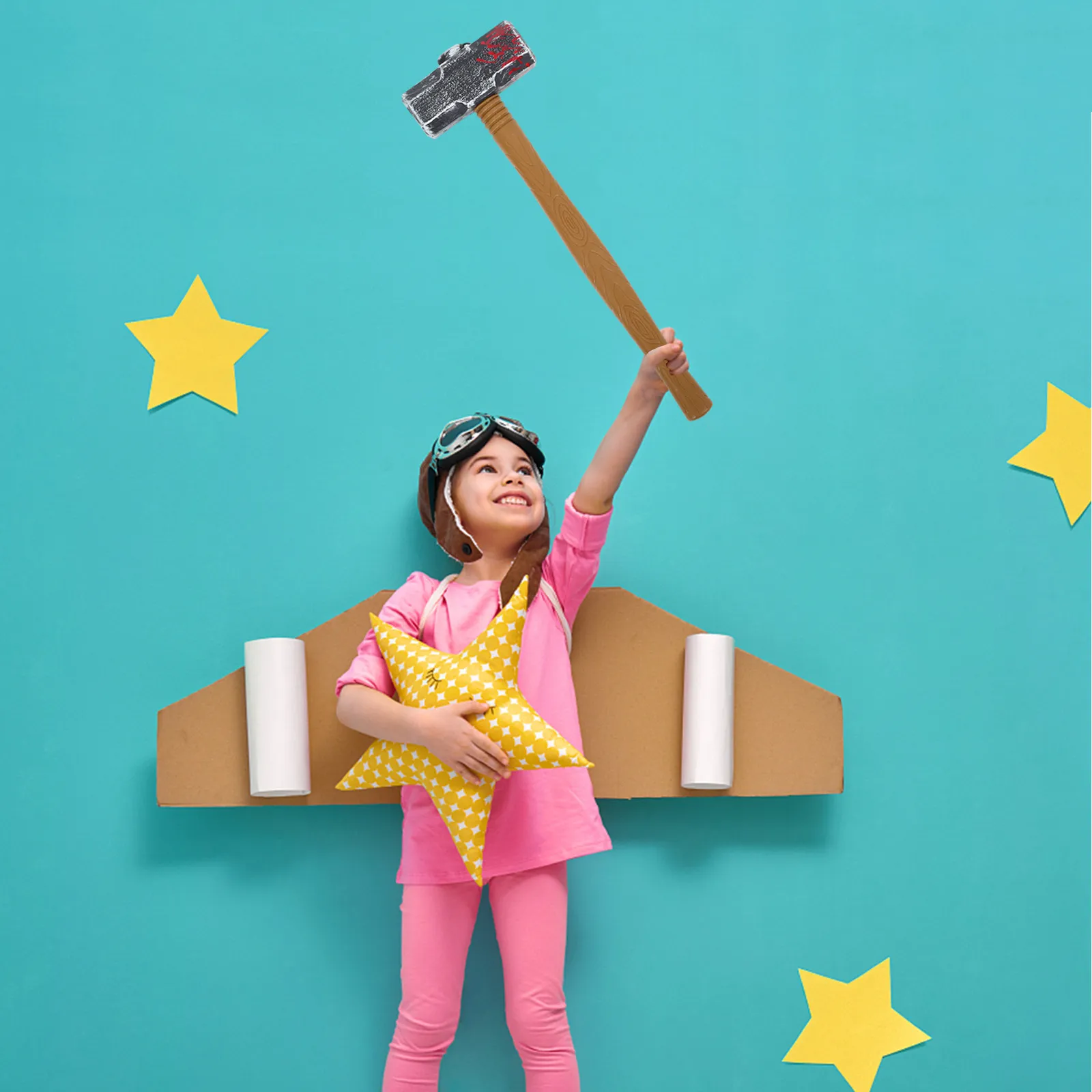Prank Plastic Fake Hammer Prop Lifelike Kids Cosplay Party Supplies Holiday Decoration Kids Hammer Toy Faux Tool Box Hammers