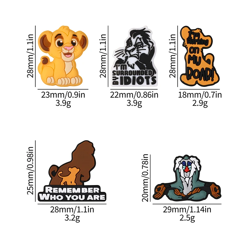 10 stks cartoon lion king simba Siliconen focal Kralen Voor Sieraden Maken DIY Tepelketting Kraal Pen Handgemaakte Accessoires