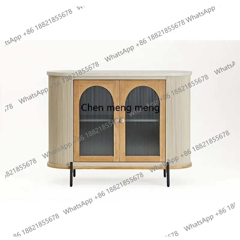 

Modern Fashion Interior Decorative Living Room Furniture Glass Decorative Cabinet Made of Natural Reclaimed Oak Concrete