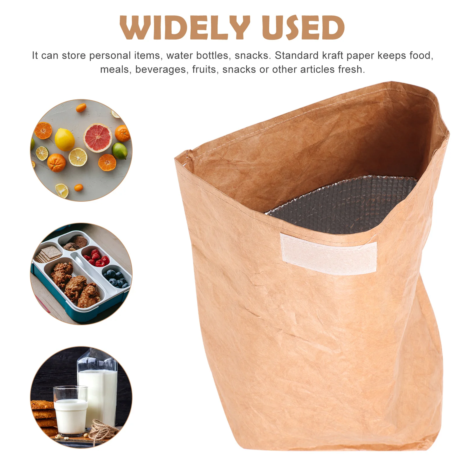 

1pc Lunch Bag Kraft Paper Foldable Insulated Storage Pouch Portable Bento Bag For Food Snacks Ice Pack Outdoor Picnic Kitchen