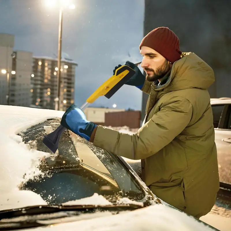 Voorruitschraper voor ijs en sneeuw Uitschuifbare sneeuwschraper Afneembare ijskrapers Zware, krasvrije sneeuwborstel met handgreep