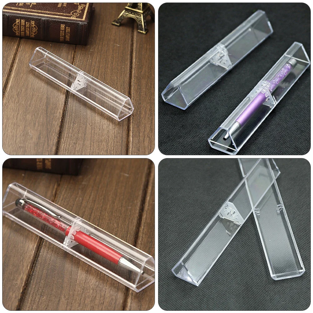 

15Pcs Clear Pen Display Case Transparent Pencil Box for Students Gifts Pen Holder Ballpoint Boxes Pencil Case Stationery Box
