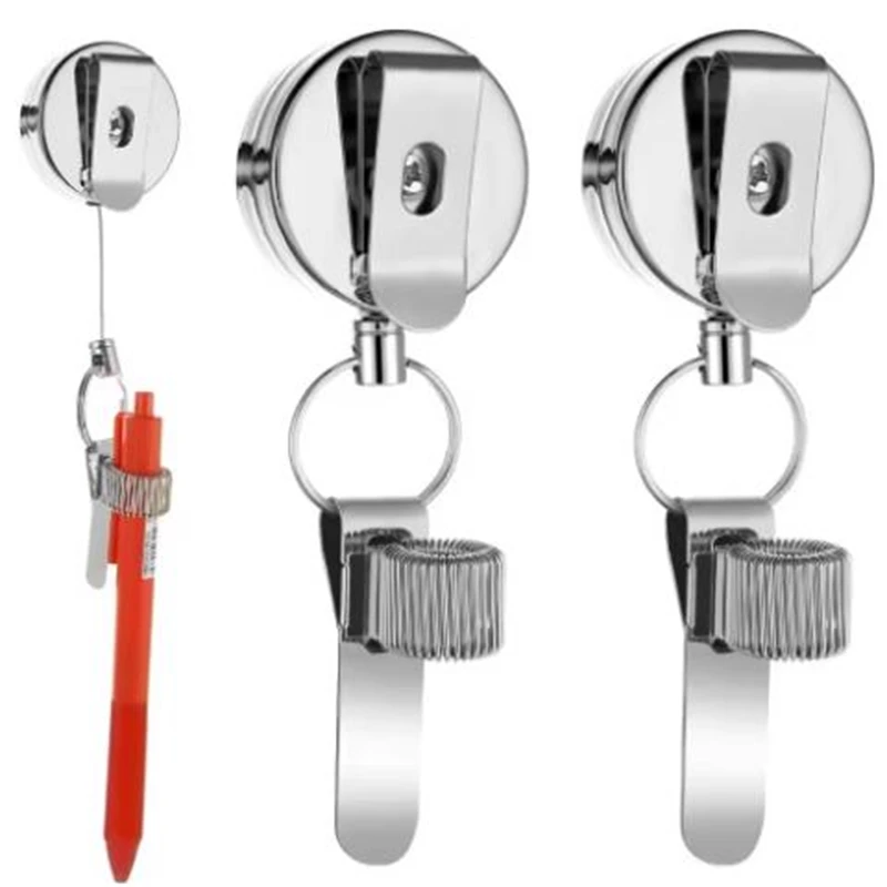 

Креативный выдвижной чехол для ручек с застежкой-фиксатором, защита от потери и кражи, стальной тросик, металлический держатель для ручек, клипса для ручек