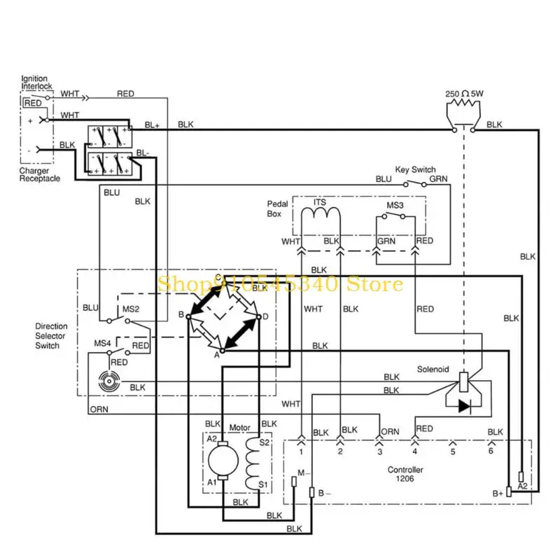 U2JA Controller Swap Part for EZGO TXT and Medalist Golf Carts, 1206-4301 Motor Controller Replacement, 5 Pin ITS Input, 36V