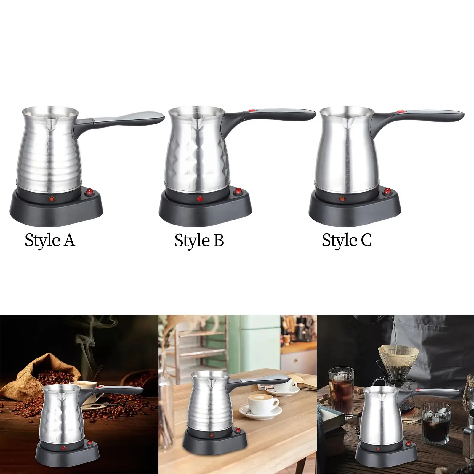 500ml Electric Turkish Coffee Pot Stainless Steel Coffee Kettle for Bar Cafe